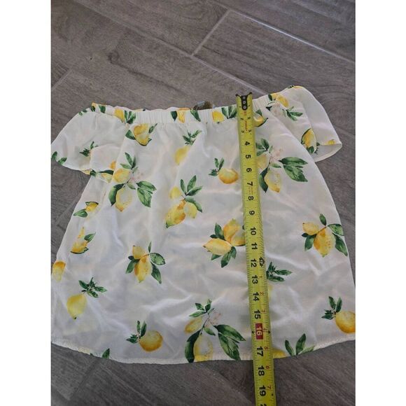 Skies Are Blue Off‎ the Shoulder Top Lemon Print Size XS - Picture 2 of 7